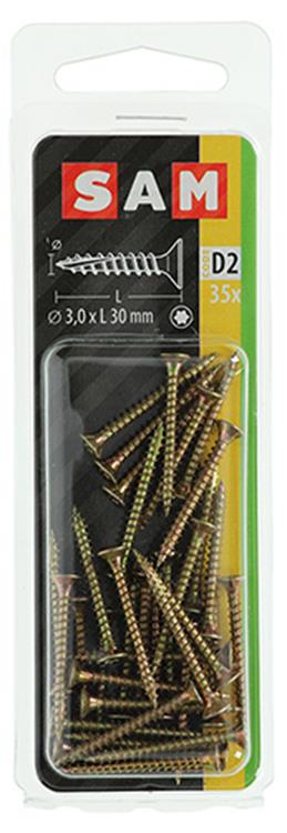 Afbeelding laden in galerijviewer, Mack 1017284 - spaanplschr.vzkop-zelfb. geelverz. 35 st 3,0 x 30 mm | 10 stuks