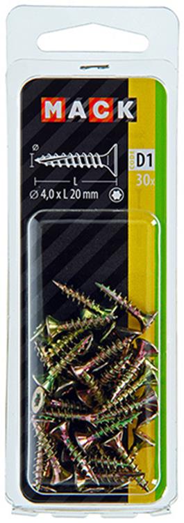 Afbeelding laden in galerijviewer, Mack 1017293 - spaanplschr.vzkop-zelfb. geelverz. 30 st 4,0 x 20 mm | 10 stuks