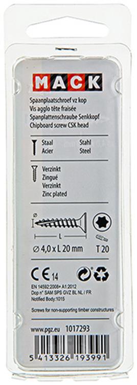 Afbeelding laden in galerijviewer, Mack 1017293 - spaanplschr.vzkop-zelfb. geelverz. 30 st 4,0 x 20 mm | 10 stuks