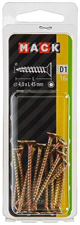 Afbeelding laden in galerijviewer, Mack 1017298 - spaanplschr.vzkop-zelfb. geelverz. 16 st 4,0 x 45 mm | 10 stuks