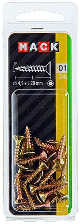 Afbeelding laden in galerijviewer, Mack 1017301 - spaanplschr.vzkop-zelfb. geelverz. 24 st 4,5 x 20 mm | 10 stuks