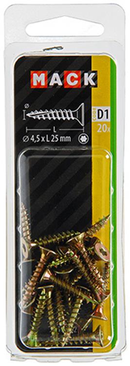 Afbeelding laden in galerijviewer, Mack 1017302 - spaanplschr.vzkop-zelfb. geelverz.20 st 4,5 x 25 mm | 10 stuks