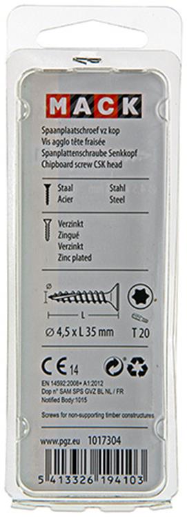 Laden Sie das Bild in Galerie -Viewer, Mack 1017304 - spaanplschr.vzkop-zelfb. geelverz.16 st 4,5 x 35 mm | 10 stuks