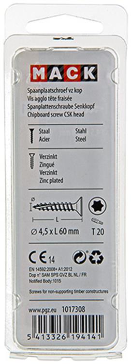 ギャラリービューアに画像をロードする, Mack 1017308 - spaanplschr.vzkop-zelfb. geelverz.10 st 4,5 x 60 mm | 10 stuks