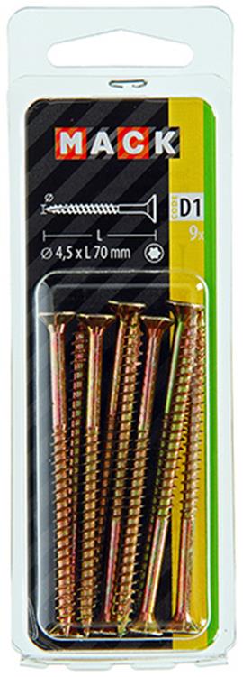 Chargez l'image dans la visionneuse de la galerie, Mack 1017309 - spaanplschr.vzkop-zelfb. geelverz. 9 st 4,5 x 70 mm | 10 stuks
