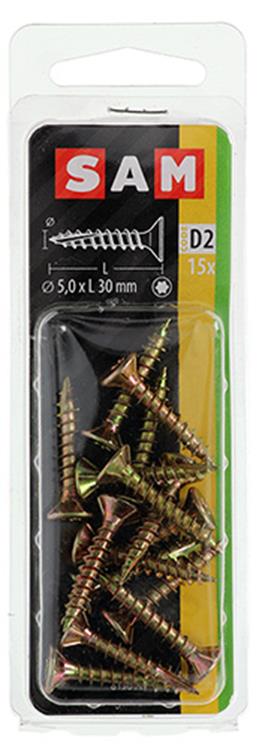 Afbeelding laden in galerijviewer, Mack 1017311 - spaanplschr.vzkop-zelfb. geelverz. 15 st 5,0 x 30 mm | 10 stuks