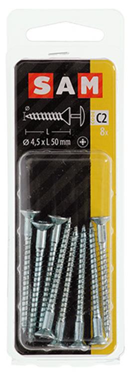 Afbeelding laden in galerijviewer, Mack 1017334 - schroef met kopboring staal verz. 8 st 4,5 x 50 mm | 10 stuks