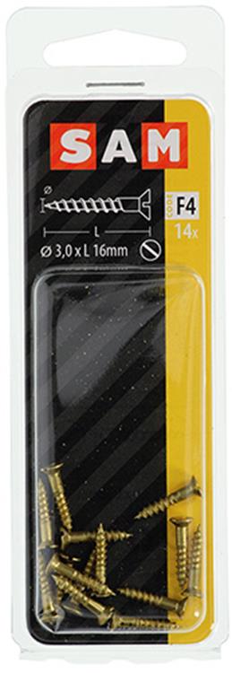 Afbeelding laden in galerijviewer, Mack 1019647 - houtschroef verzonken kop messing 14st 3,0 x 16 mm | 10 stuks