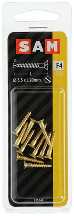 Afbeelding laden in galerijviewer, Mack 1019651 - houtschroef verzonken kop messing 11st 3,5 x 20 mm | 10 stuks