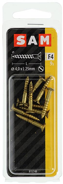Chargez l'image dans la visionneuse de la galerie, Mack 1019653 - houtschroef verzonken kop messing 9 st 4,0 x 25 mm | 10 stuks