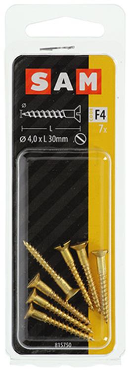 Afbeelding laden in galerijviewer, Mack 1019654 - houtschroef verzonken kop messing 7 st 4,0 x 30 mm | 10 stuks