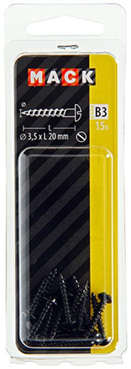 Afbeelding laden in galerijviewer, Mack 1017384 - houtschroef bolkop zwart verzinkt 15 st 3,5 x 20 mm | 10 stuks