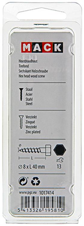 Afbeelding laden in galerijviewer, Mack 1017414 - houtdraadbout staal verzinkt 8 st 8 x 40 mm | 5 stuks
