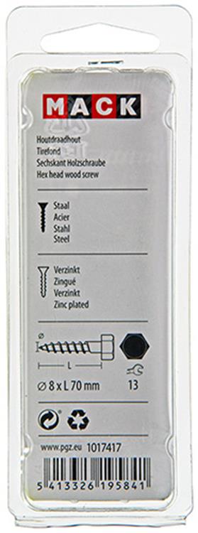 Laden Sie das Bild in Galerie -Viewer, Mack 1017417 - houtdraadbout staal verzinkt 5 st 8 x 70 mm | 5 stuks