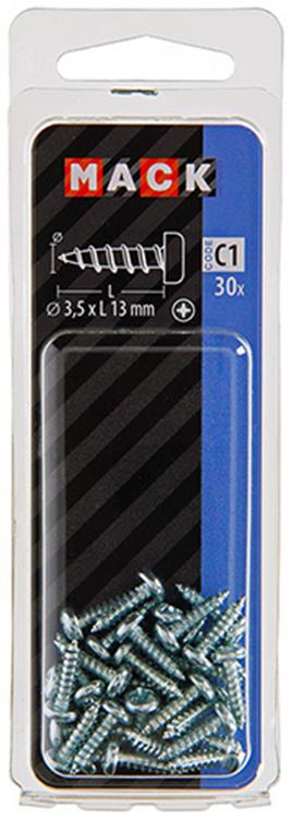 Afbeelding laden in galerijviewer, Mack 1017438 - zelftappende schroef cyl kop verz. 30st 3,5 x 13 mm | 10 stuks