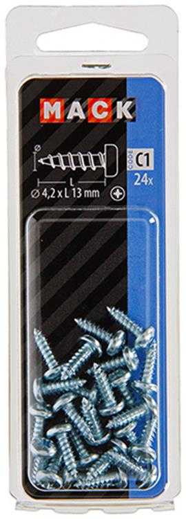 Afbeelding laden in galerijviewer, Mack 1017446 - zelftappende schroef cyl kop verz. 24st 4,2 x 13 mm | 10 stuks