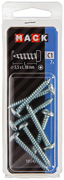 Afbeelding laden in galerijviewer, Mack 1017459 - zelftappende schroef cyl kop verz. 7 st 5,5 x 38 mm | 10 stuks