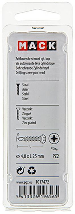 Afbeelding laden in galerijviewer, Mack 1017472 - zelfborende schroef cyl. kop verz. 20st 4,8 x 25 mm | 10 stuks