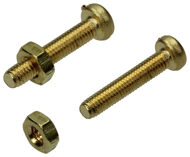 Afbeelding laden in galerijviewer, Mack 1019681 - metaalschroef cyl.kop + moer messing 8st m3 x 16 mm | 10 stuks
