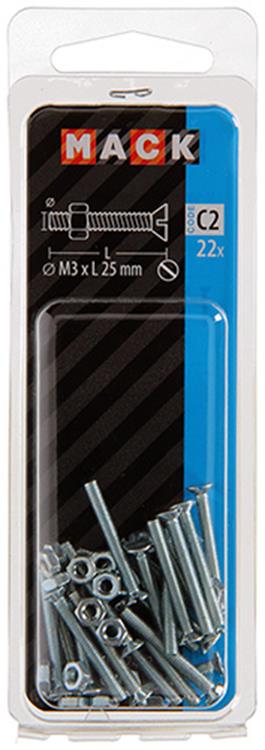 Chargez l'image dans la visionneuse de la galerie, Mack 1017490 - metaalschroef verz. kop + moer verz. 22st m3 x 25 mm | 10 stuks