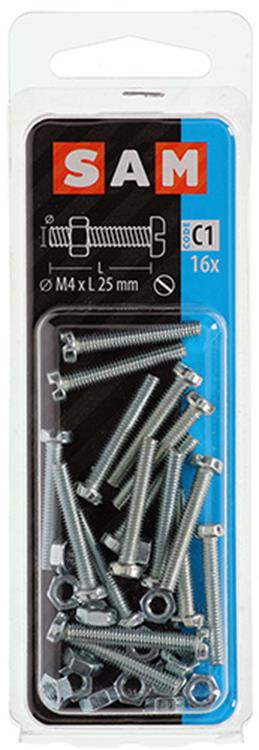 Afbeelding laden in galerijviewer, Mack 1017519 - metaalschroef cyl. kop + moer verz. 16 st m4 x 25 mm | 10 stuks
