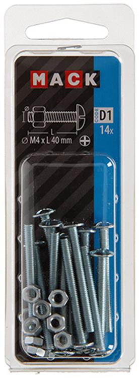 ギャラリービューアに画像をロードする, Mack 1017543 - kachelbout + moer staal verzinkt 14 st m4 x 40 mm | 10 stuks