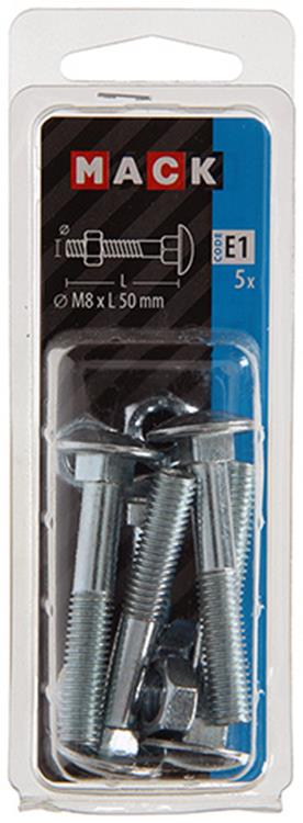 Afbeelding laden in galerijviewer, Mack 1017581 - houtbout + moer staal verzinkt5 st m8 x 50 mm | 5 stuks