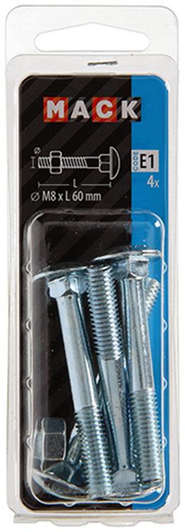Laden Sie das Bild in Galerie -Viewer, Mack 1017582 - houtbout + moer staal verzinkt4 st m8 x 60 mm | 5 stuks