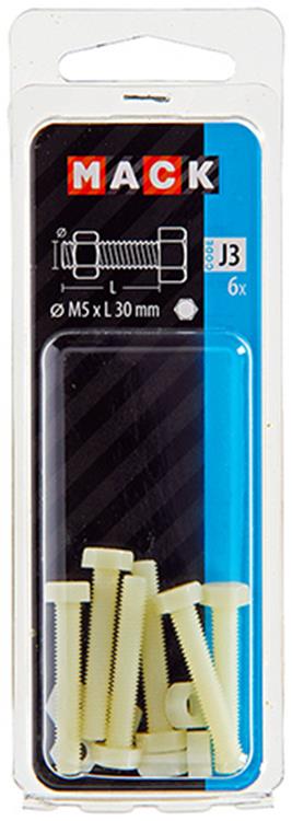 Afbeelding laden in galerijviewer, Mack 1017642 - tapbout + moer nylon 6 st m5 x 30 mm | 10 stuks