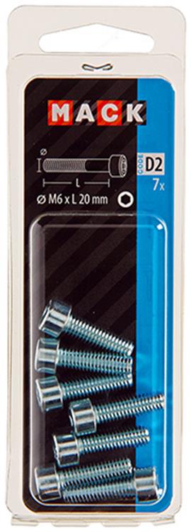 Afbeelding laden in galerijviewer, Mack 1017649 - binnenzeskant bout cyl.kop verz. 7 st m6 x 20 mm | 10 stuks