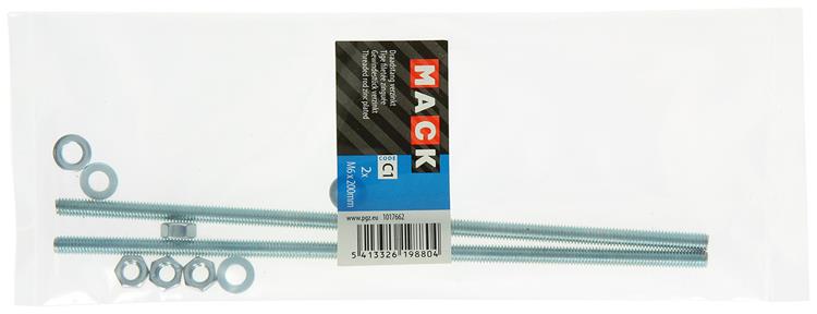 Afbeelding laden in galerijviewer, Mack 1017662 - draadeinde + sluitring + moer verz. 2st m6 x 200 mm | 10 stuks