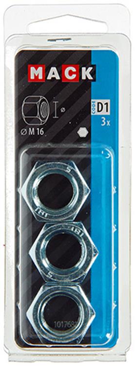 Afbeelding laden in galerijviewer, Mack 1017681 - zeskant moer staal verzinkt 3 st m 16 | 10 stuks