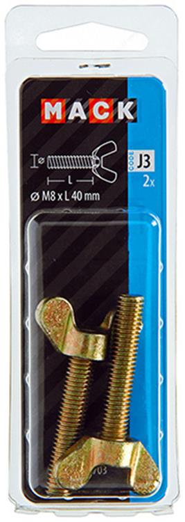 Afbeelding laden in galerijviewer, Mack 1017703 - vleugelschroef geelverzinkt 2 st m8 x 40 mm | 10 stuks