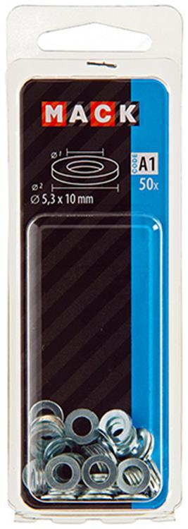 Afbeelding laden in galerijviewer, Mack 1017713 - sluitring staal verzinkt 50 st 5,3 x 10 mm | 10 stuks