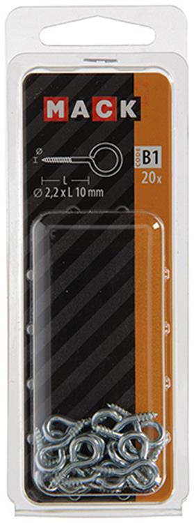 Afbeelding laden in galerijviewer, Mack 1017768 - schroefoog staal verzinkt 20st 2,2 x 10 mm | 10 stuks
