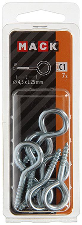 Afbeelding laden in galerijviewer, Mack 1017774 - schroefoog staal verzinkt 7 st 4,5 x 25 mm | 10 stuks