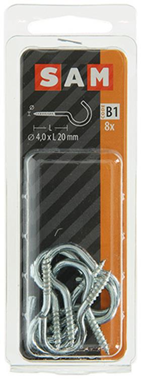 Afbeelding laden in galerijviewer, Mack 1017798 - schroefhaak staal verzinkt 8st 4,0 x 20 mm | 10 stuks
