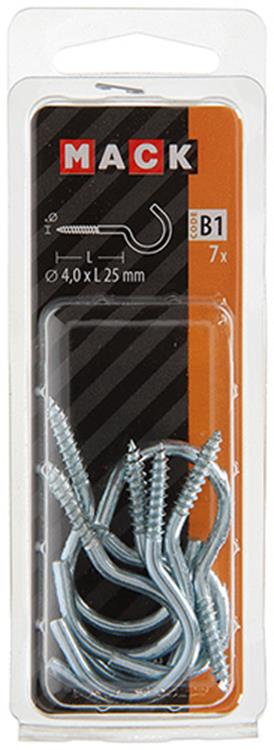 Afbeelding laden in galerijviewer, Mack 1017799 - schroefhaak staal verzinkt 7st 4,0 x 25 mm | 10 stuks