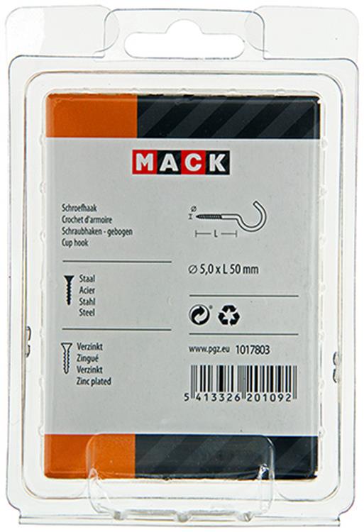 Afbeelding laden in galerijviewer, Mack 1017803 - schroefhaak staal verzinkt 4st 5,0 x 50 mm | 5 stuks