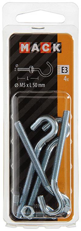 Afbeelding laden in galerijviewer, Mack 1017810 - schroefhaak metrisch + moer verzinkt 4st m5 x 50 mm | 10 stuks