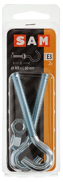Afbeelding laden in galerijviewer, Mack 1017812 - schroefhaak metrisch + moer verzinkt 2st m8 x 60 mm | 10 stuks