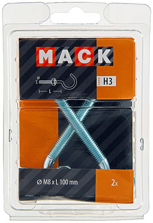 Afbeelding laden in galerijviewer, Mack 1017814 - schroefhaak metrisch + moer verzinkt 2st m8 x 100 mm | 5 stuks