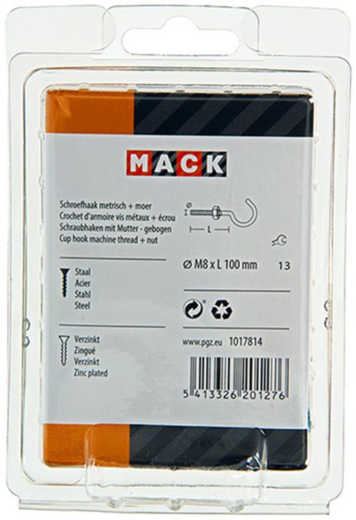 Afbeelding laden in galerijviewer, Mack 1017814 - schroefhaak metrisch + moer verzinkt 2st m8 x 100 mm | 5 stuks