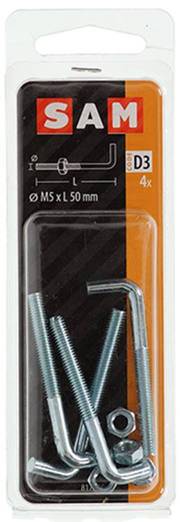 Afbeelding laden in galerijviewer, Mack 1017835 - schroefduim metrisch + moer staal 4 st m5 x 50 mm | 10 stuks