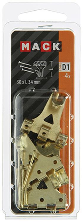 Afbeelding laden in galerijviewer, Mack 1017856 - kaderhaak staal vermessingd 4st 30 x 34 mm | 5 stuks