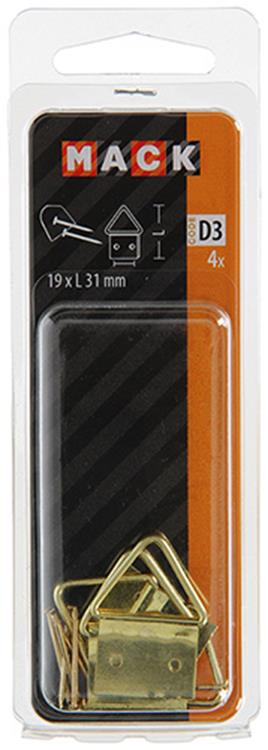 Afbeelding laden in galerijviewer, Mack 1017861 - kaderhanger staal vermessingd 4 st 19 x 31 mm | 10 stuks