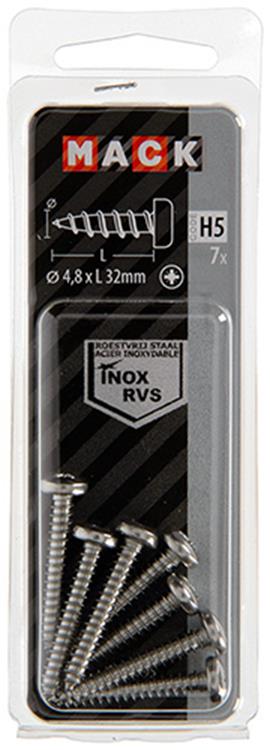 Afbeelding laden in galerijviewer, Mack 1019795 - zelftappende schroef cyl.kop a2 7 st 4,8 x 32 mm | 10 stuks