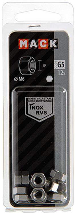 Afbeelding laden in galerijviewer, Mack 1019852 - zeskantmoer inox a2 12 st m6 | 10 stuks