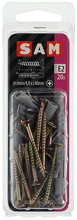 Afbeelding laden in galerijviewer, Mack 1017896 - plug + schroef polyethyleen 20 st 6 mm 4,0 x 40 mm | 5 stuks