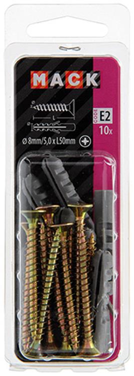 Afbeelding laden in galerijviewer, Mack 1017897 - plug + schroef polyethyleen 10 st 8 mm 5,0 x 50 mm | 5 stuks